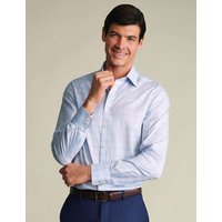 Charles Tyrwhitt Slim Fit Non-Iron Pure Cotton Prince of Wales Shirt Light Blue Mix