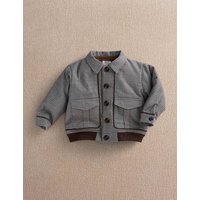 Mamas & Papas Cotton Rich Houndstooth Bomber Jacket (3-36 Mths) Brown