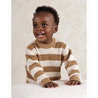 Mamas & Papas 2 Piece Striped Knitted Outfit (0-3 Yrs) Brown