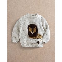 Mamas & Papas Pure Cotton Lion Knitted Jumper (0-3 Yrs) Oatmeal