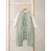 Mamas & Papas 2 Piece Pure Cotton Gingham Outfit (0-12 Mths) Green