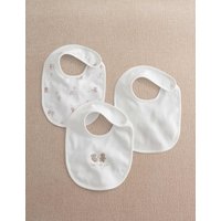 Mamas & Papas 3 Pack Print Embroidery Ribbed Dribble Bibs White