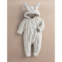 Mamas & Papas Faux Fur Bunny Hooded Padded Pramsuit (0-12 Mths) Grey