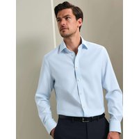 Charles Tyrwhitt Slim Fit Non Iron Pure Cotton Striped Shirt Light Blue Mix