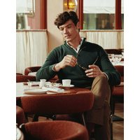 Charles Tyrwhitt Pure Merino Wool Half-Zip Jumper Dark Green