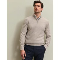 Charles Tyrwhitt Pure Merino Wool Half Zip Jumper Stone