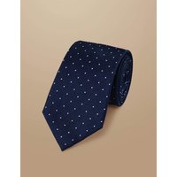 Charles Tyrwhitt Woven Polka Dot Pure Silk Tie Petrol