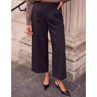 Roman Pleat Front Wide Leg Culottes Black