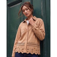 Roman Faux Suede Cut Out Detail Shacket Stone
