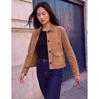 Roman Faux Suede Collared Short Jacket Stone