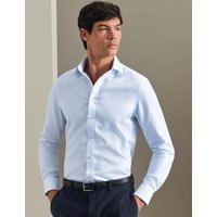 Charles Tyrwhitt Non Iron Regular Fit Pure Cotton Weave Check Shirt Blue Mix