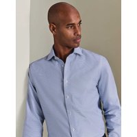Charles Tyrwhitt Regular Fit Non Iron Pure Cotton Textured Shirt Indigo