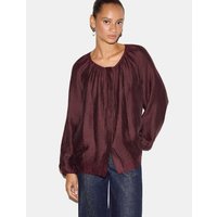 Jigsaw Textured Round Neck Regular Fit Top Burgundy