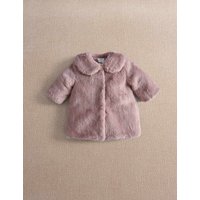 Mamas & Papas Faux Fur Peter Pan Collar Coat (0-3 Yrs) Pink