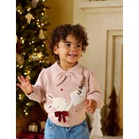 Mamas & Papas Christmas Bunny Knitted Jumper (0-3 Yrs) Pink