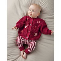 Mamas & Papas Pure Cotton Christmas Cardigan & Legging Set Red