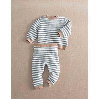 Mamas & Papas Pure Cotton Striped Knitted Jumper & Bottom Set (7lbs-12 Mths) Blue
