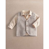 Mamas & Papas Wool Blend Knitted Waistcoat & Shirt Set (3 Mths-3 Yrs) Oatmeal Mix