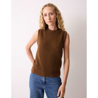 Jigsaw Pure Cashmere Crew Neck Knitted Vest Brown
