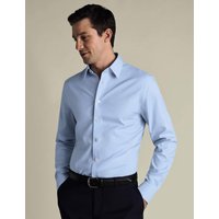 Charles Tyrwhitt Slim Fit Non Iron Pure Cotton Twill Shirt Blue