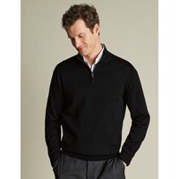 Charles Tyrwhitt Pure Merino Wool Half Zip Jumper Black