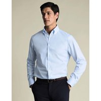 Charles Tyrwhitt Slim Fit Non Iron Pure Cotton Striped Shirt Blue