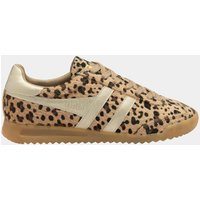 Gola Torpedo Safari Leather Lace Up Leopard Print Trainers Gold Mix