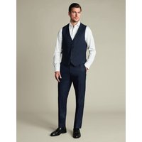 Charles Tyrwhitt Regular Fit Pure Wool Textured Waistcoat Navy