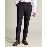 Charles Tyrwhitt Slim Fit Wool Rich Striped Trousers Navy Mix
