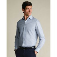 Charles Tyrwhitt Slim Fit Non Iron Pure Cotton Striped Shirt Indigo Mix