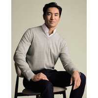 Charles Tyrwhitt Pure Wool V-Neck Jumper Grey