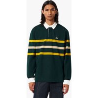 Lacoste Pure Cotton Pique Striped Rugby Shirt Dark Green