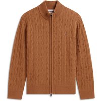 Tommy Hilfiger Pure Lambswool Cable Zip Up Cardigan Grey