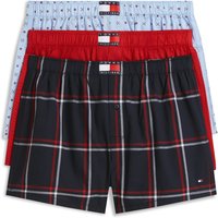 Tommy Hilfiger 3 Pack Pure Cotton Woven Boxers Red Mix