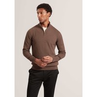 Ted Baker Wool Blend Textured Half Zip Jumper Brown