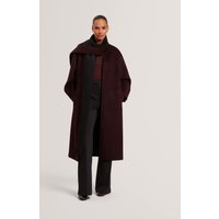 Ted Baker Wool Rich Reversible Longline Duster Coat Burgundy