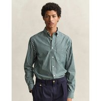 GANT Regular Fit Pure Cotton Striped Oxford Shirt Green