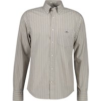 GANT Regular Fit Pure Cotton Striped Oxford Shirt Taupe