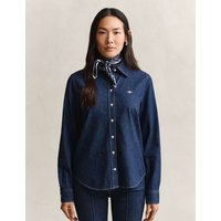 GANT Long Sleeve Pure Cotton Collared Shirt Dark Blue Denim