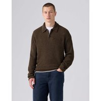 Levi's Collared Neck Half Zip Jumper with Wool Brown