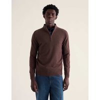 Seasalt Cornwall Merino Wool Rich Half Zip Jumper Brown