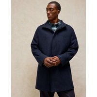 White Stuff Wool Blend Overcoat Dark Navy
