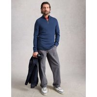 White Stuff Pure Merino Wool Polo Neck Half Zip Jumper Blue