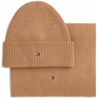 Tommy Hilfiger Cotton Rich Hat and Scarf Set Natural