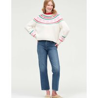 Chinti & Parker Fairisle Wool Cashmere Crew Neck Jumper Cream