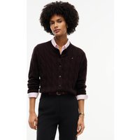 Tommy Hilfiger Pure Wool Cable Knit Cardigan Chocolate
