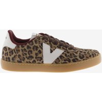 Victoria Suede Leopard Print Trainers Brown