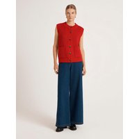 Finery London Textured Round Neck Button Knitted Vest Red