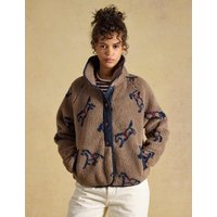 Joules Funnel Neck Long Sleeve Fleece Jacket Brown Mix