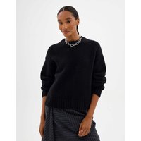 HUSH Pure Cashmere Chunky Knit Crew Neck Jumper Black